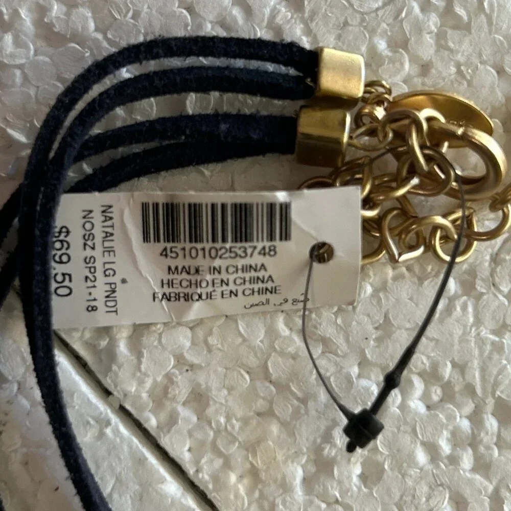 Chico's NWT Natalie Navy Pendant Necklace Modern Artsy Minimalist Timeless Retro
